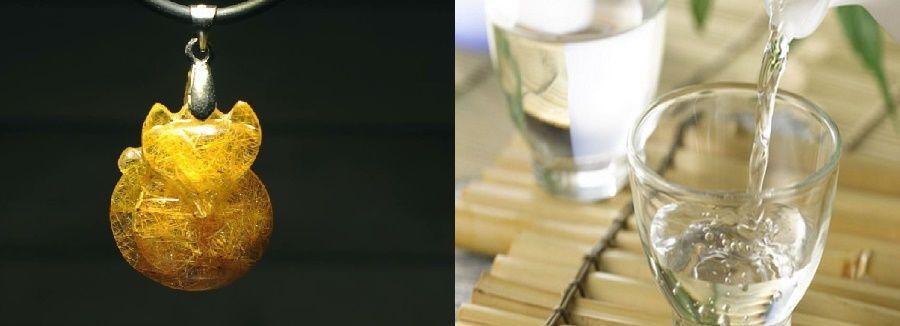 Cách tẩy uế đá thạch anh tóc vàng bằng rượu
