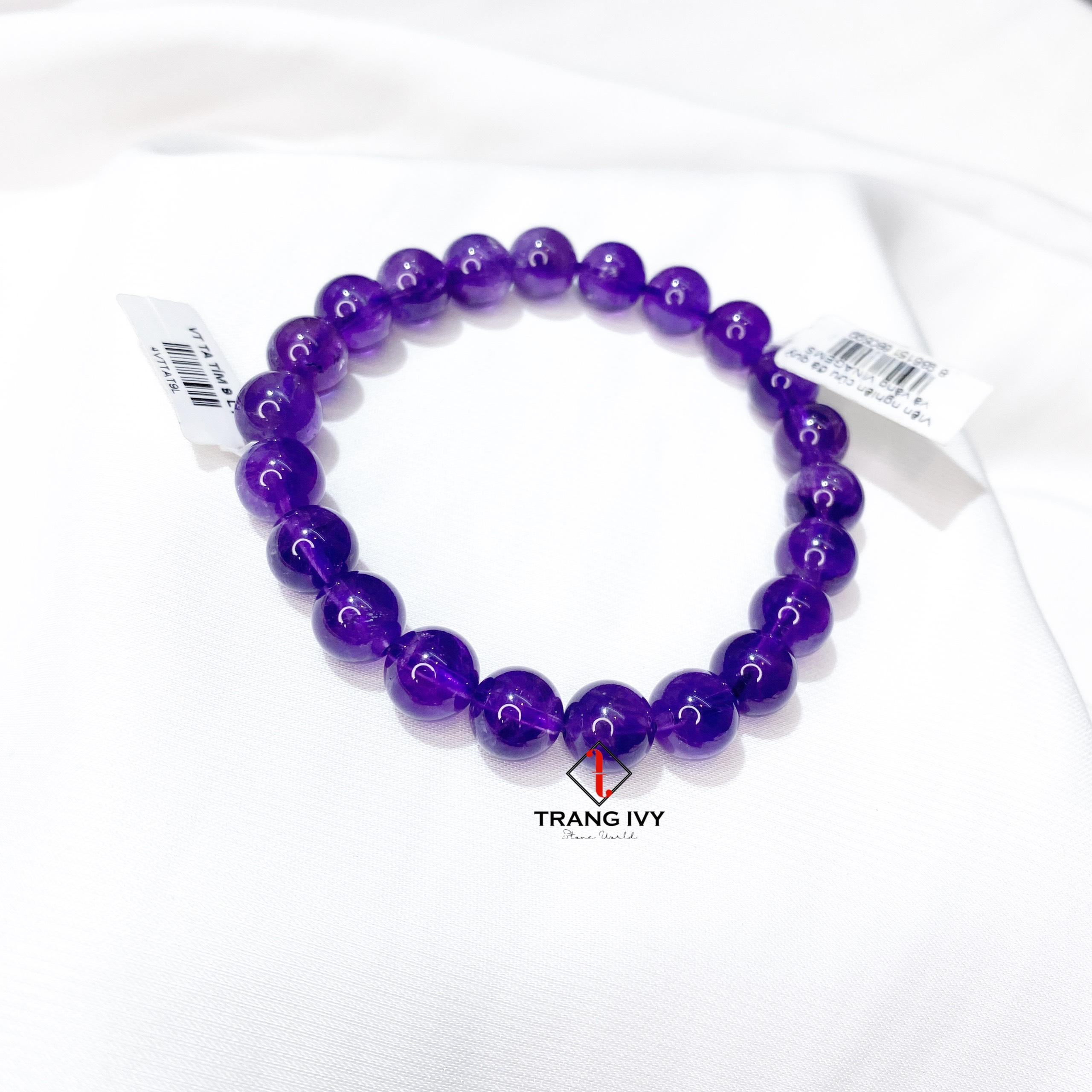 Vòng tay thạch anh tím 9 ly có kiểm định giá sale 30%: 448.000 đồng