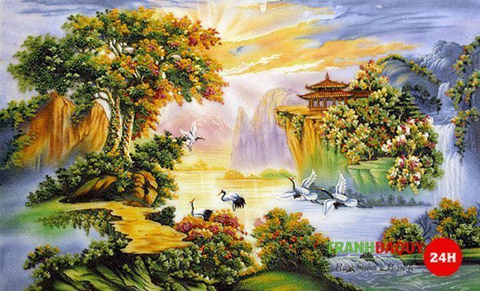 Tranh đá quý sơn thủy hữu tình