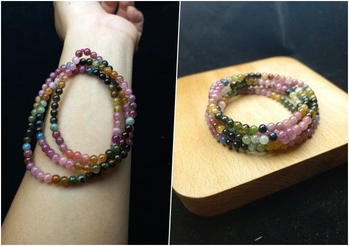 Vòng phong thủy da kunzite hồng tím