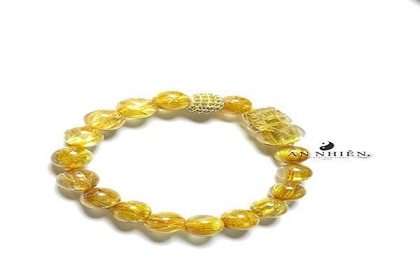 Vòng đá thạch anh tóc vàng cao cấp 9 li