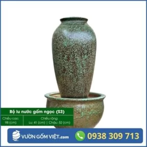 Bộ Chậu Lu Nước Phong Thủy - Đài Phun Nước Gốm Sứ Sân Vườn 09