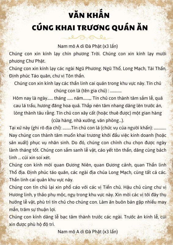 [2023] Bài Cúng Khai Trương Quán Ăn Đem Lại Nhiều May Mắn