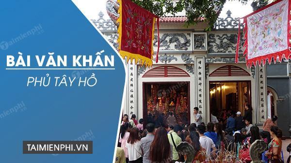 Bài văn khấn Phủ Tây Hồ