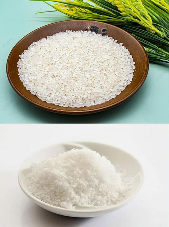 Gạo trắng và muối sạch chất lượng tốt dùng trong lễ cúng