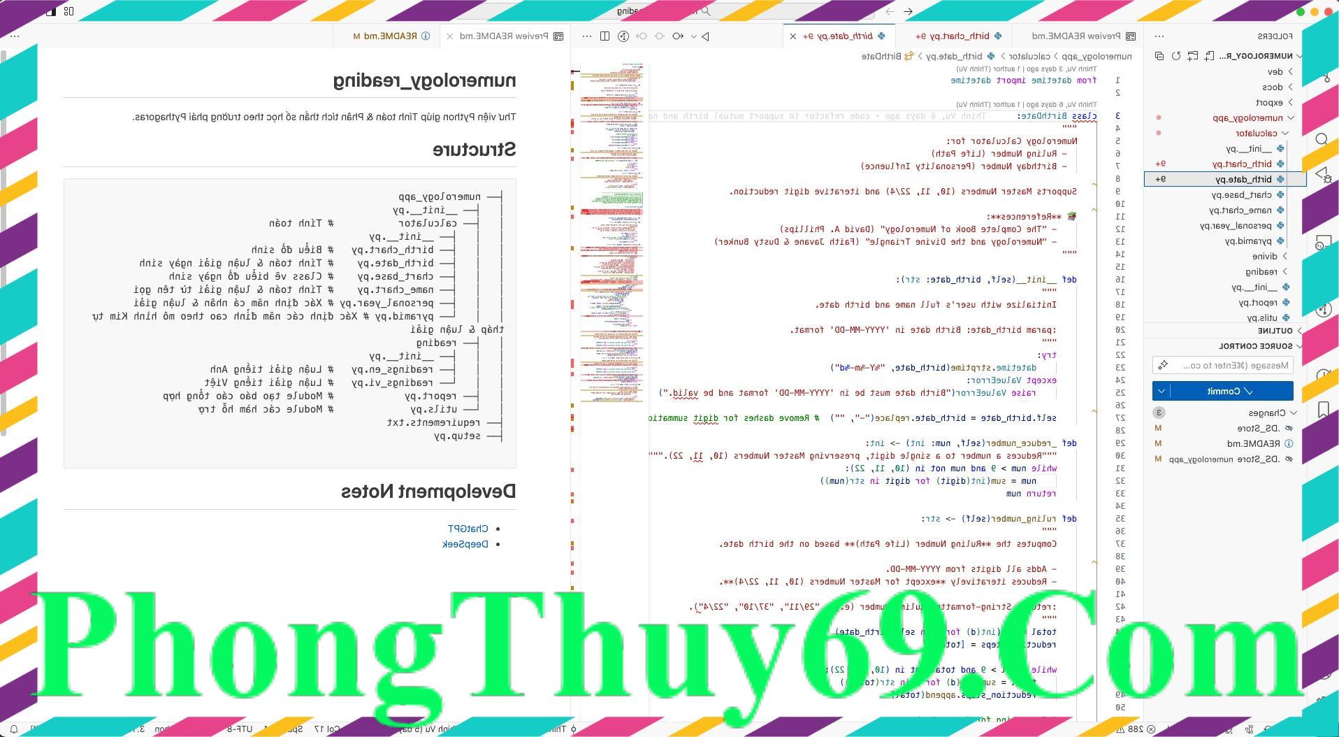 Cấu trúc thư viện Python numerology_reading giúp Tra cứu Thần số học