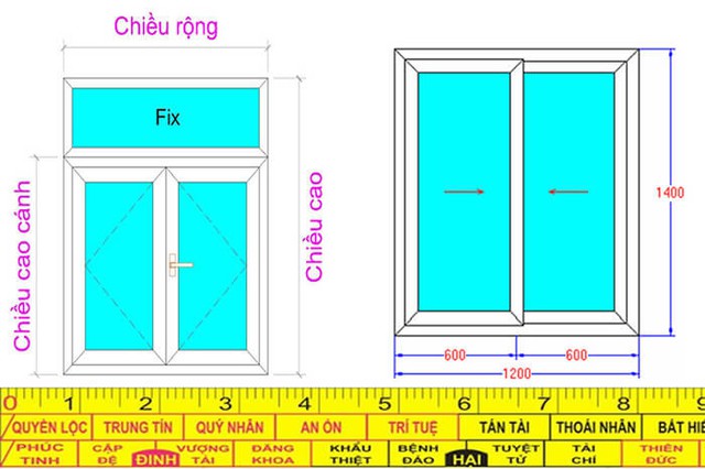 Cửa sổ 2 cánh có thể là cửa mở hoặc cửa cánh lùa. Với mỗi loại cửa thì kích thước của cửa có sự khác nhau.
