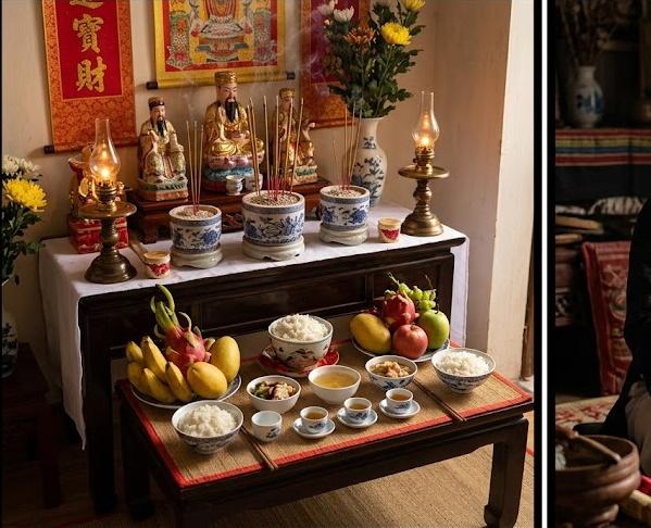 Bàn thờ chuẩn bị cho Văn khấn cầu siêu