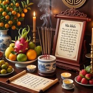 Chuẩn bị không gian thờ cúng và vật phẩm cần thiết cho nghi lễ văn khấn trang nghiêm.
