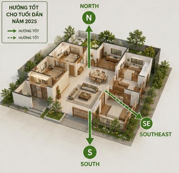 Hướng phong thủy tốt cho tuổi Dần trong năm 2025