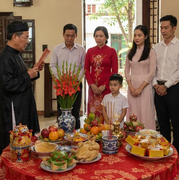 Lễ nhập trạch nhà mới với mâm cỗ cúng
