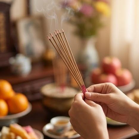 Cảm giác bình an khi dâng hương trước bàn thờ gia tiên