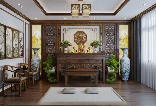 Không gian phòng thờ cần thanh tịnh và ban thờ cần được bao sái sạch sẽ thường xuyên. Ảnh minh họa